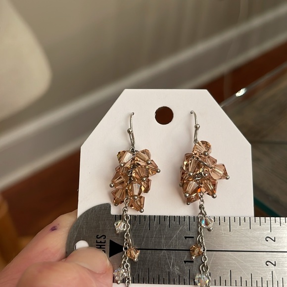 Champagne Colored Swarovski Crystal Cluster Earrings - Picture 13 of 15